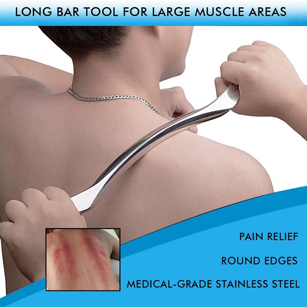1Pcs Sport Stainless Steel Long Gua Sha Tool-Guasha Long Bar Muscle Scraping Massage Tools-Help Relieve Sore Muscles Soft Tissue