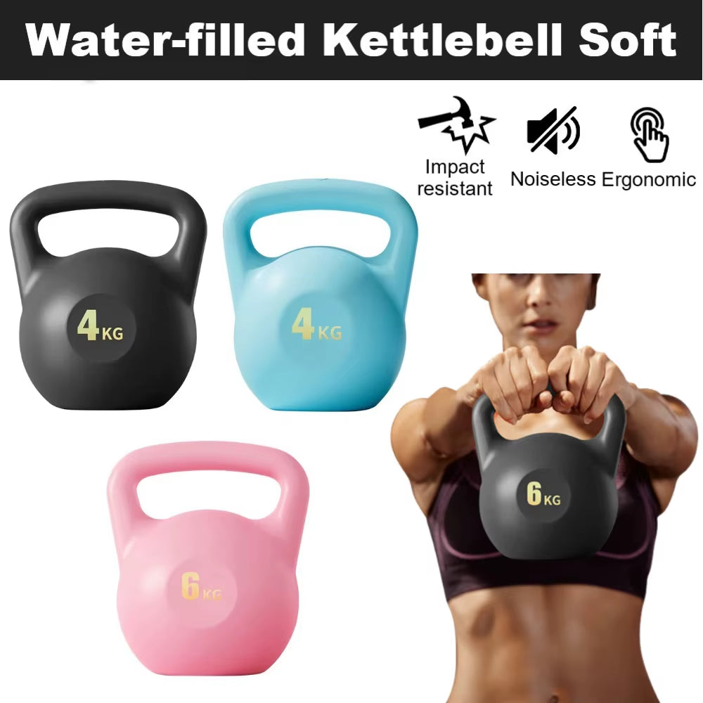 4/6KG Soft Kettlebell Water-Filled Kettlebell Dumbbells Fitness Training Weight Strength Workout for Women Home Gym Equipment 