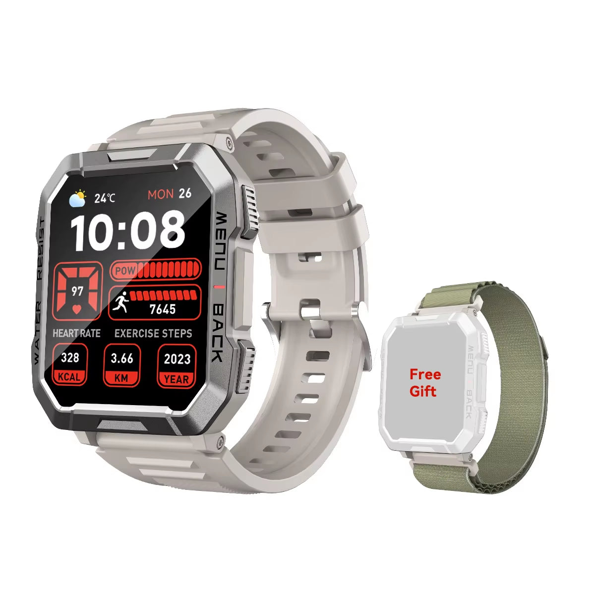 W60 2024 New Smartwatch 2.01'' HD Display TFT Rugged Smart Watch for Outdoor with Emergency Lighting Bluetooth Calling