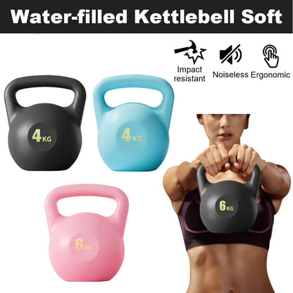 4/6KG Soft Kettlebell Water-Filled Kettlebell Dumbbells Fitness Training Weight Strength Workout for Women Home Gym Equipment ﻿