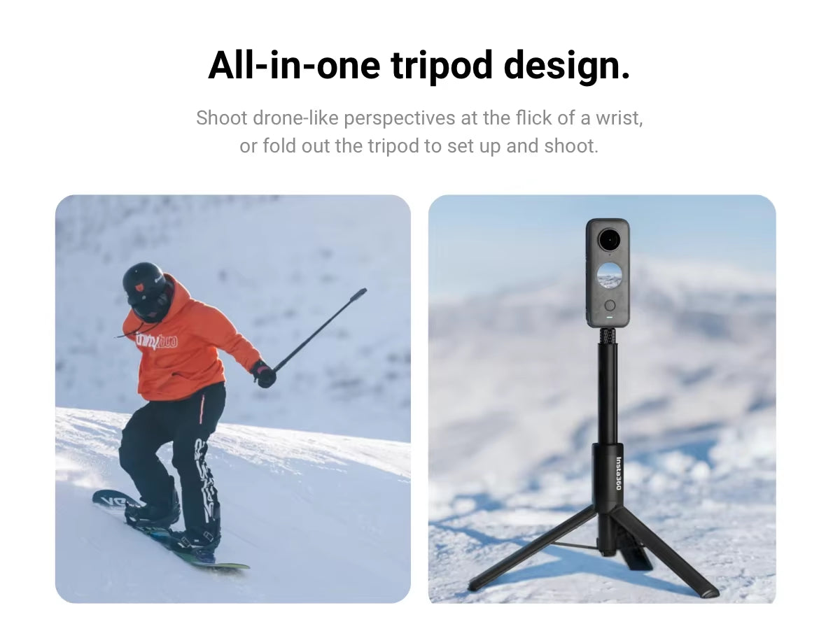 2-In-1 Invisible Selfie Stick + Tripod for X5 X4 Ace Pro/X3 / ONE X2 / ONE RS / R / GO 3/GO 2 Original Accessories